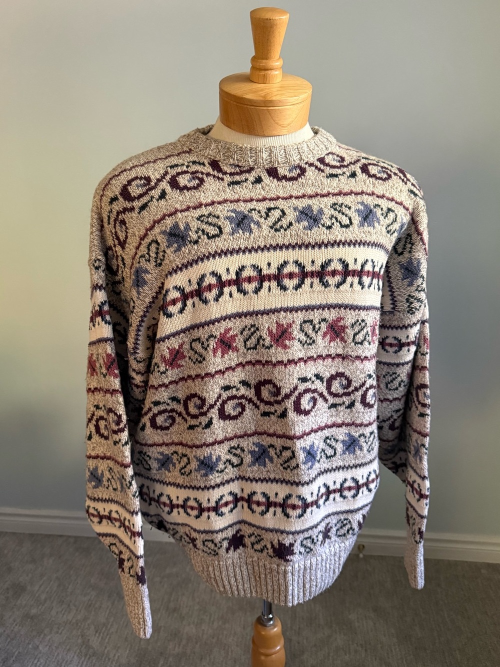 Vintage 90s Northern Reflections Fair Isle Floral Knit Sweater Loon Tag